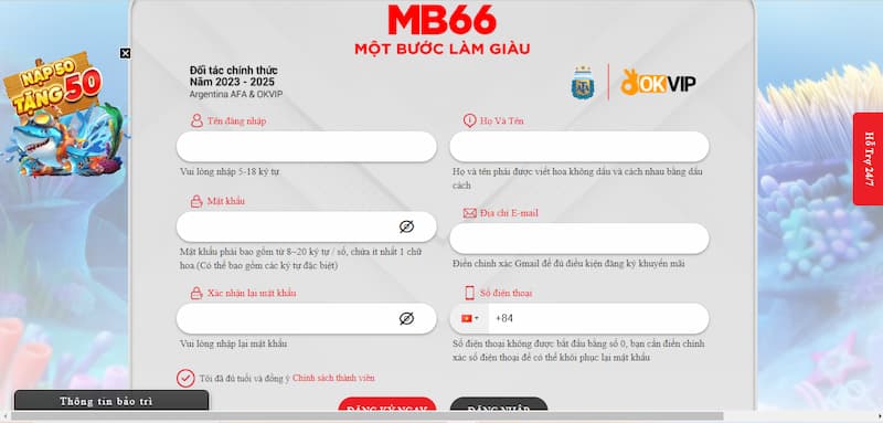 Đăng ký MB66 để tận hưởng những tính năng độc đáo 4 Các bước đăng ký MB66 chi tiết